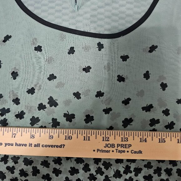 Krizia Sage Green & Black Clover Print Design Ombré Blouse - Size XL - Picture 5 of 7